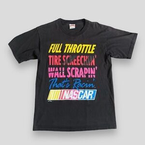 Vintage 90’s Nascar Full Throttle Tire Screechin’ T-Shirt Size XL Nutmeg USA